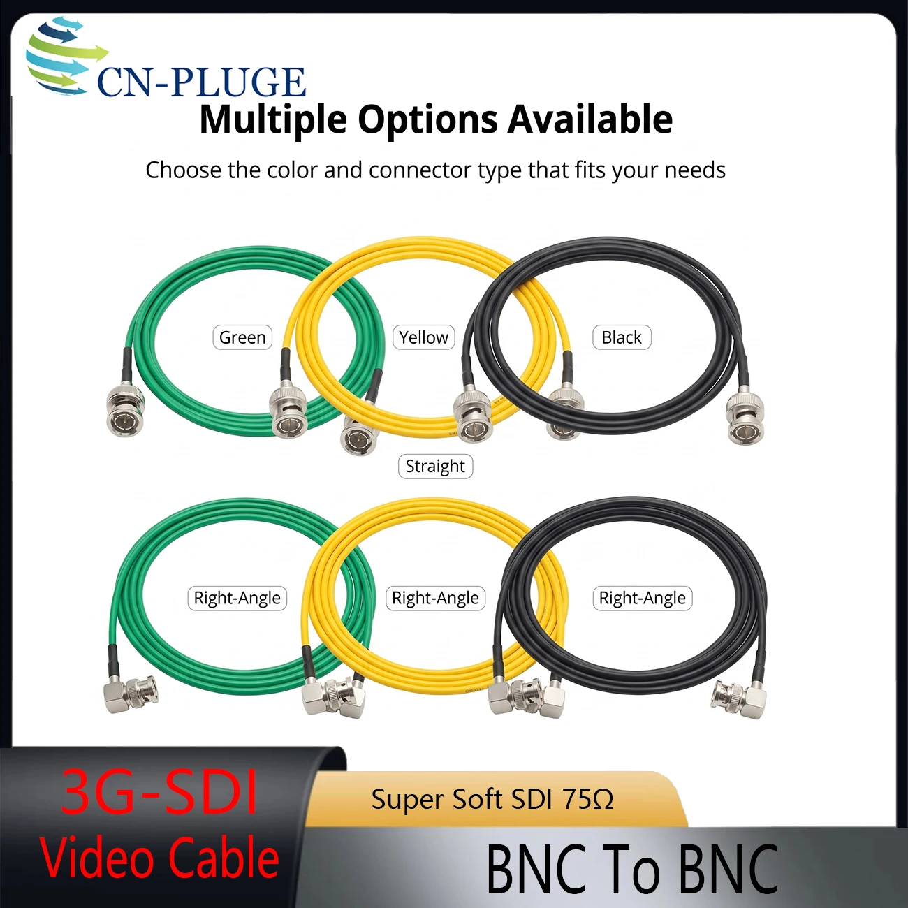 Фото Гибкий коаксиальный кабель RG174 75 Ом SDI с угловым разъемом BNC-BNC, HD-SDI 3G-SDI, цифровой видеокабель, доступен в различных цветах №4