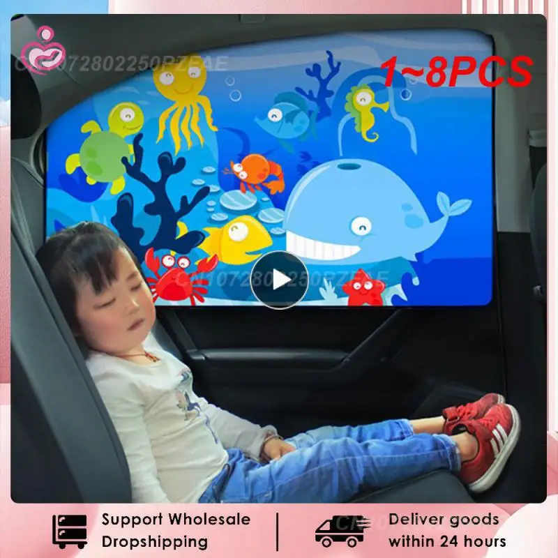 

1~8PCS Magnetic Curtain In The Car Window Sunshade Cover Cartoon Universal Side Window Sunshade UV Protection For Kid Baby