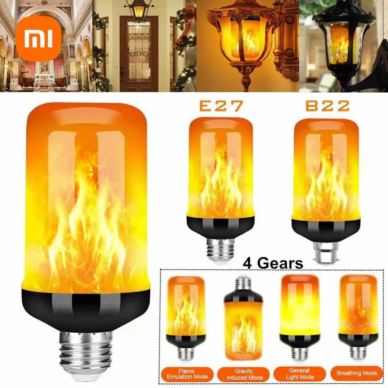 XIAO MI E27 LED Dynamic Flame Lights 9W Bulb Multiple Mode Creative Flame Lamp Decorative Lights For Bar Hotel Restaurant Party
