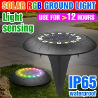 led outdoor solar light garden lamp ip65 waterproof led ground light for lawn yard patio path decoration rgb underground lamps