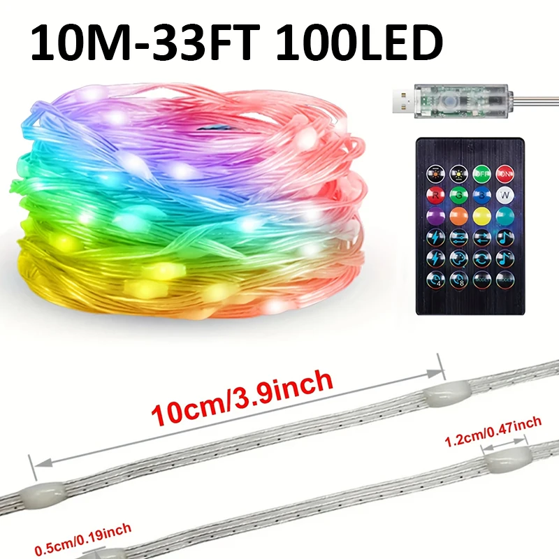 

RGB Светодиодные Гирлянды на Медной Проволоке для Украшений