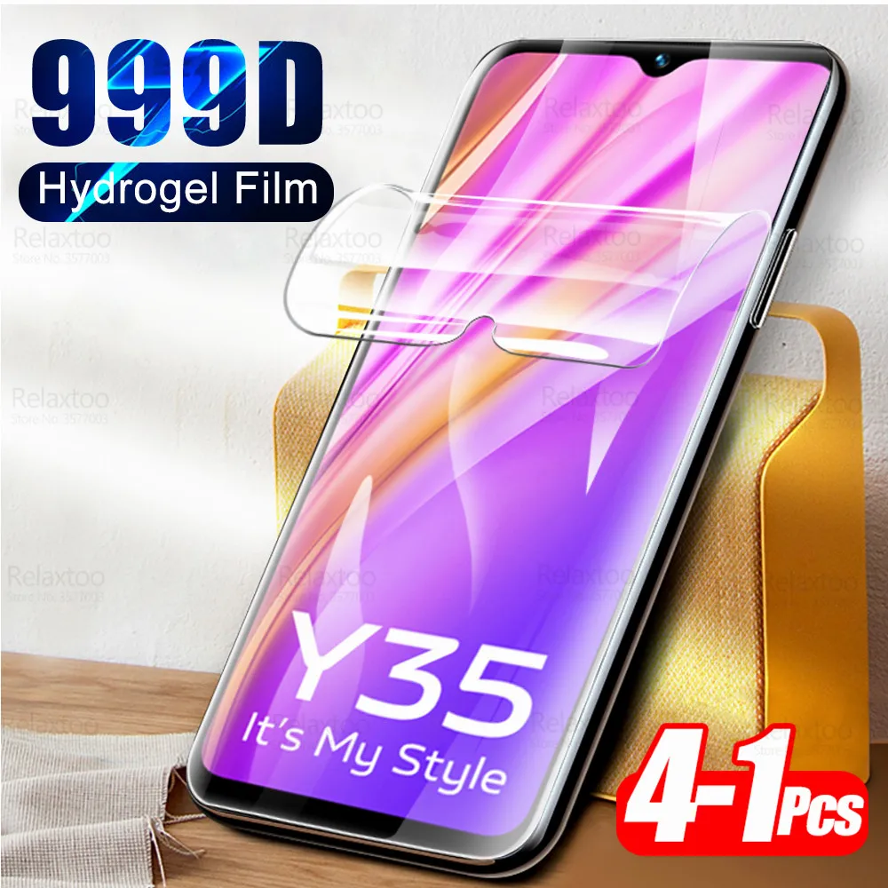 

1-4Pcs 999D Curved Hydrogel Film For Vivo Y35 4G 6.58" On VivoY35 Y 35 35Y 2022 Screen Protectors Soft Films Not Tempered Glass