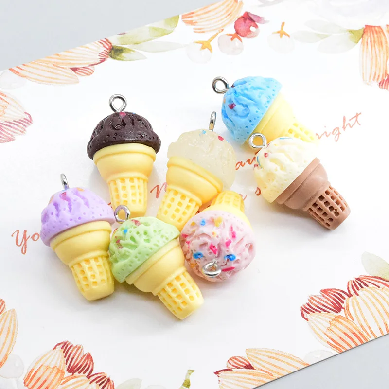 10/14 шт. 3D Мини конус мороженого из смолы шармы Милая еда брелок серьга Подвеска