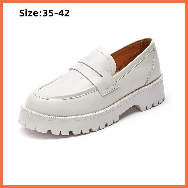 

Spring British Style Shoes Female 2022 New Thick-soled College Style Casual Loafers Genuine Leather Fashion Shoes Girls