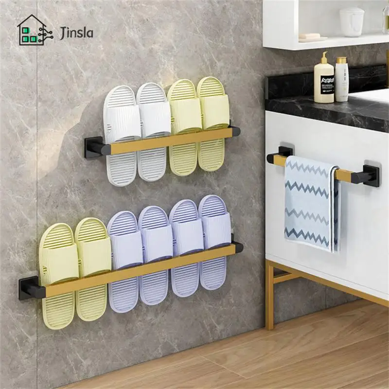 

Organizers Shower Shelf Wall Mounted Bath Slippers Rack Convenient Bathroom Storage Home Space Saving Shoes Hanger