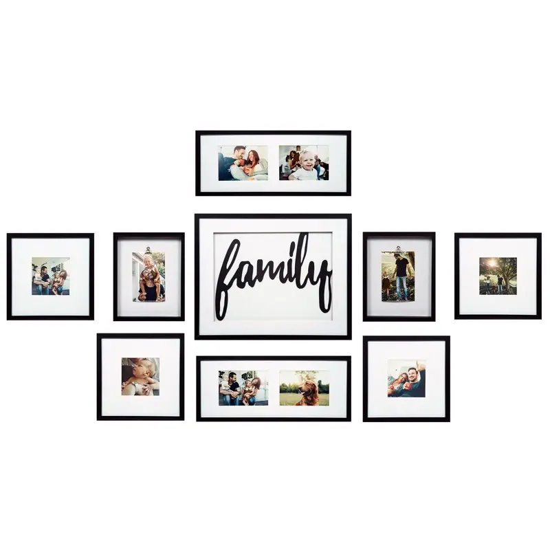 

Gallery Family Decor Frame Kit, 9 Piece, Black, Made of Wood DIY Decorations
