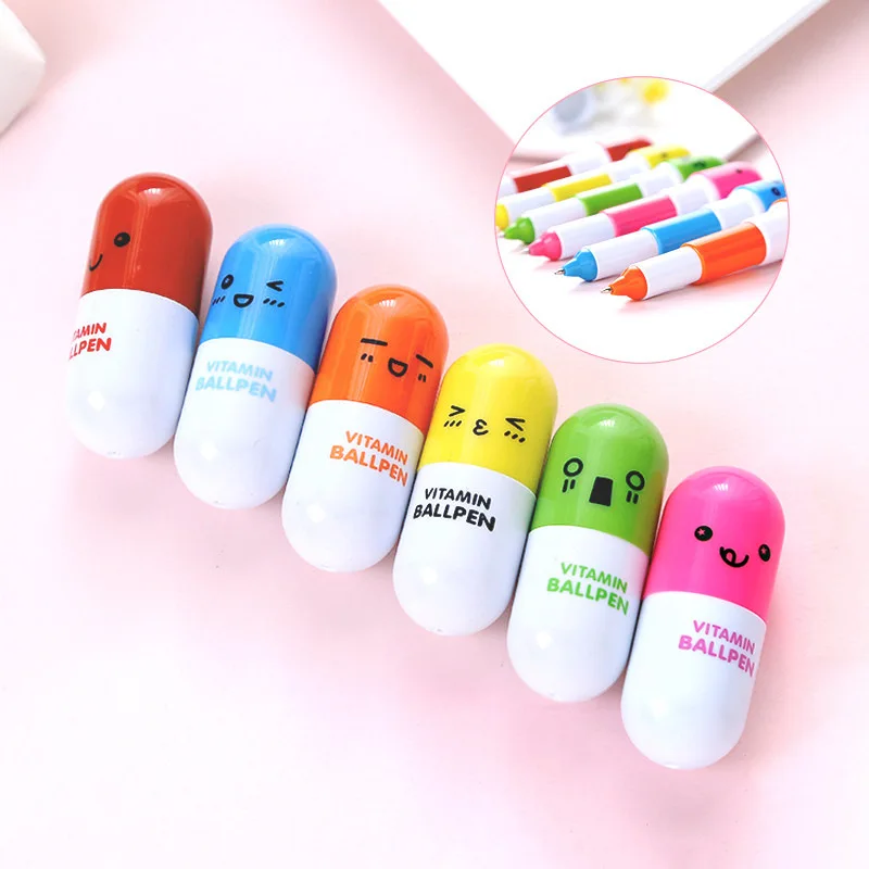

5PCS Kawaii Cartoon Ballpoint Pens Several Colors School Office Supply Retractable Stationery Pens Colorful Refill Recommended