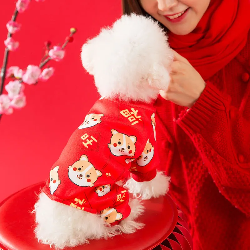 

Комбинезон для собак с мультяшным принтом, одежда для собак, мягкая одежда для маленьких питомцев, модная одежда для осени и зимы, Милая Крас...