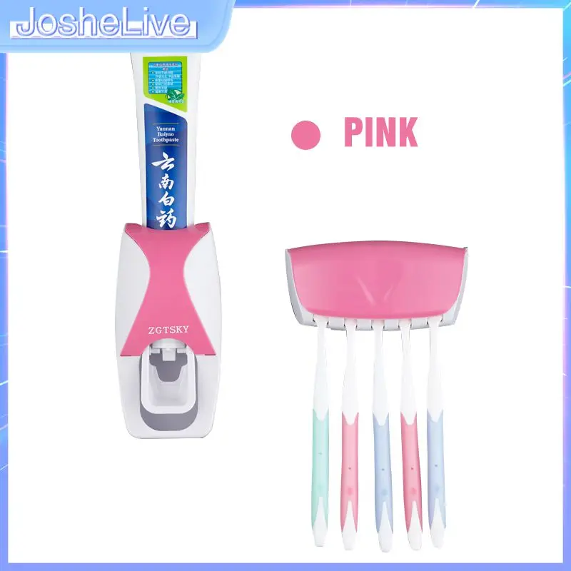 

Automatic Toothpaste Dispenser Dustproof Wall Mounted Toothpaste Squeezer Set Bathroom Toothbrush Holder Sticky Suction