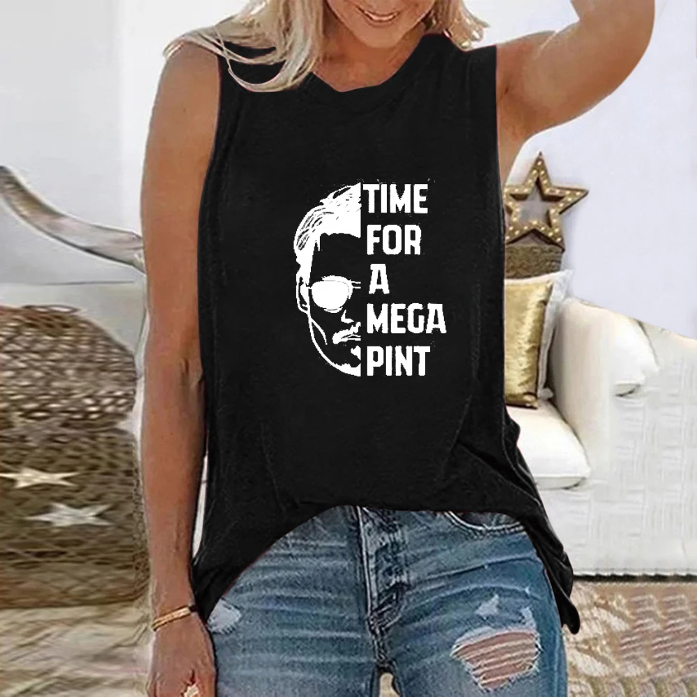 

Rheaclot Time For A Mega Print Women's Graphic Funny Summer Cotton Tank Top