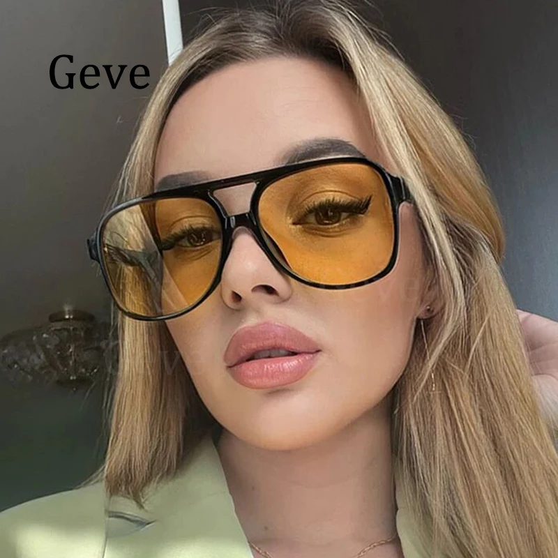 

Popular Pilot Yellow Sunglasses Women 2021 Retro Oversized Driving Sun Glasses Female Vintage Eyewear Gradient Shades for Women