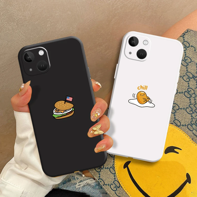 

Black/White Egg Yolk Phone Case for IPhone 13 12 11 Pro X XR Max Soft 2022 New Shockproof Cover for IPhone 8 7 Plus XS Max