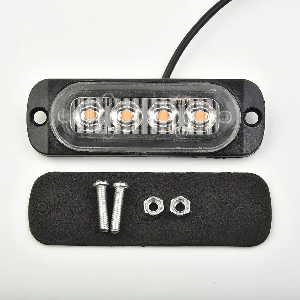 

Car Urgent Light 12-24V 12W 4LED Yellow Truck Off-road Car Urgent Warning Fog Light Lamp Black Shell+Transparent Lens DC 12V-24V