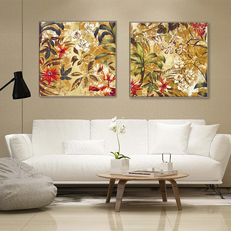 

Абстрактная Картина на холсте с золотыми цветами и растениями, искусство на стену, Декор для дома, винтажный постер, картина для украшения гостиной