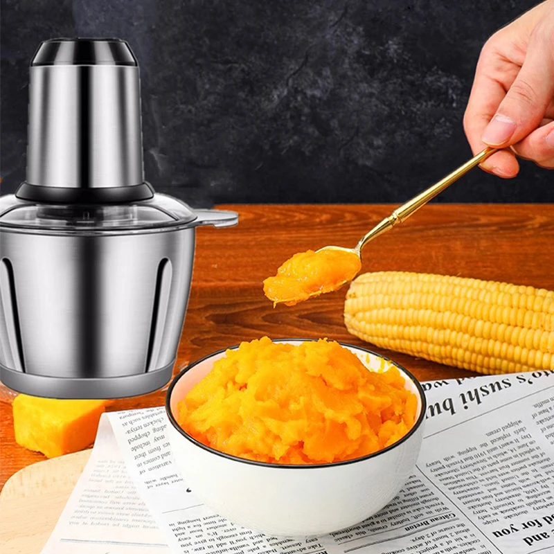 

2L Food Chopper Stainless Steel Electric Mincer Food Processor Kitchen Chopper Home Appliance Vegetable Cutter Meat Grinder