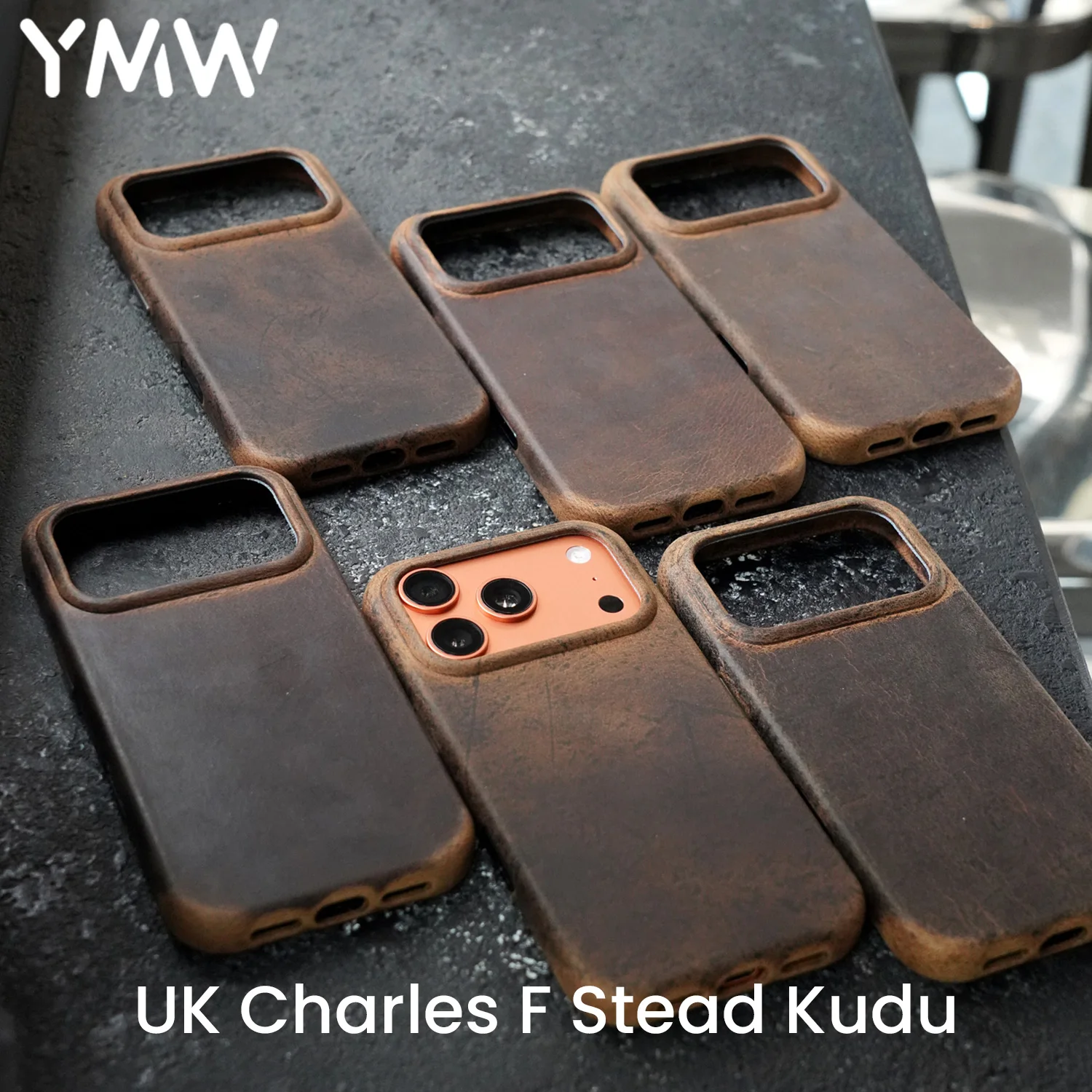 Фото Чехол YMW Charles F Stead из вощеной натуральной кожи Kudu для iPhone 17 Pro / 17 Pro Max, роскошный, ручной работы, из натуральной кожи №1