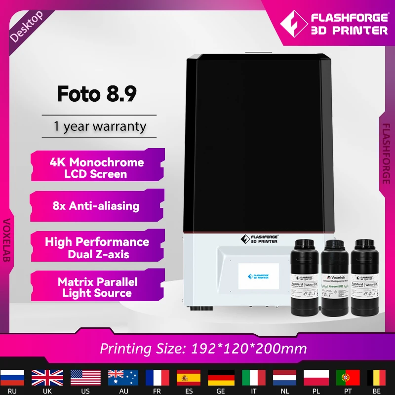 Online Flashforge foto 8.9 高精度lcdタッチスクリーン,3dプリンター,4kモノクロ,192x120x200mm,3.5インチタッチスクリーン,photon mono x,新品