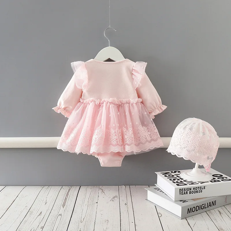 Children's clothing 2022 autumn new baby onesie princess powder baby long-sleeved triangle romper