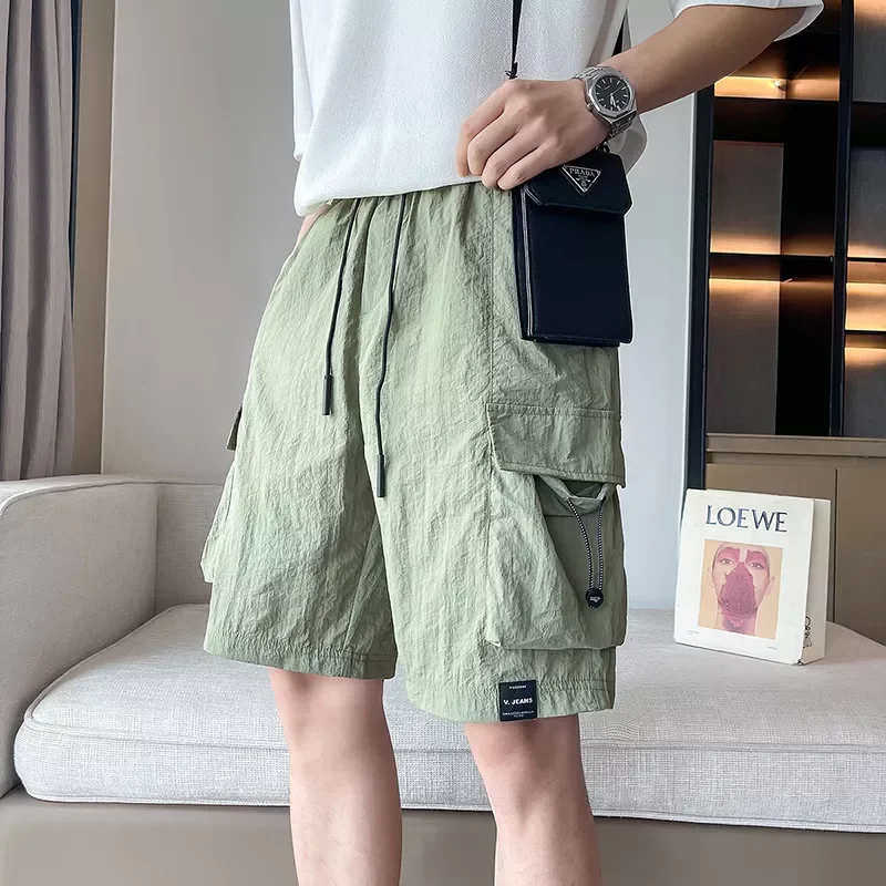 

Шорты-карго мужские быстросохнущие, плиссированные штаны, спортивные свободные прямые, для отдыха на открытом воздухе, летние