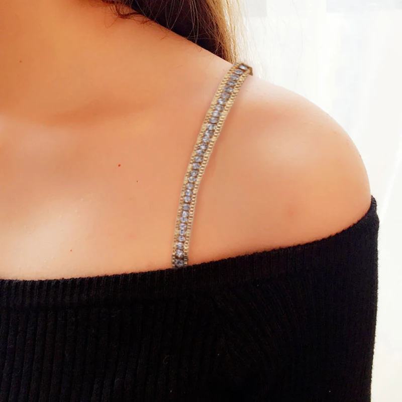 

Bra Shoulder Strap Rhinestone Lingerie Strap For Women Shoulder Chain Tops Decorative Jewelry Invisible Anti-skid Shoulder Strap