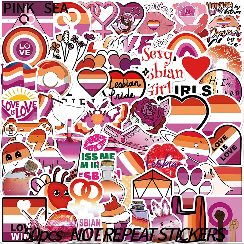 

10/30/50pcs/set Purple Lesbian Women Cartoon Graffiti Stickers For Laptop Phone Diy Luggage Skateboard Helmet Kids Guitar