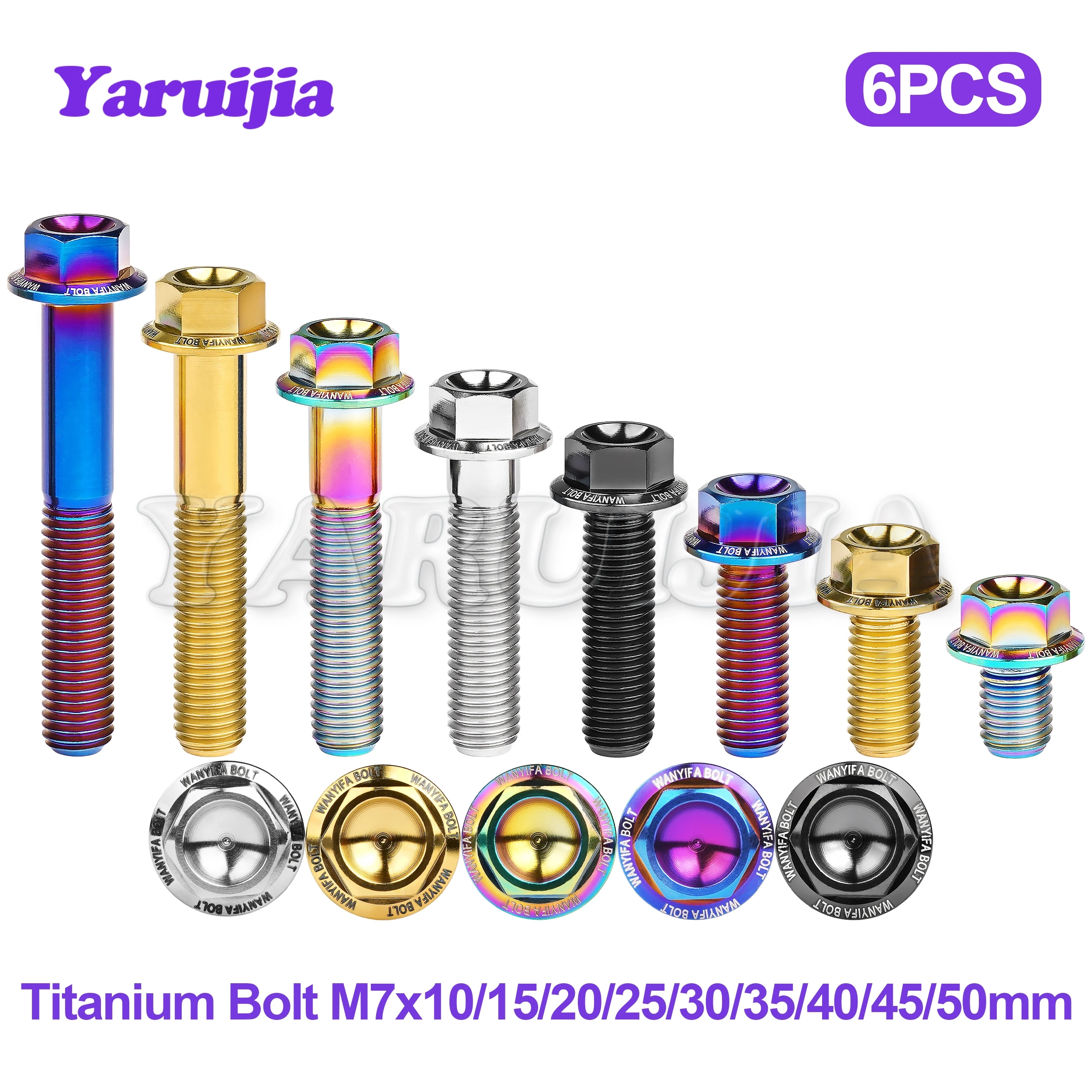 Титановые болты Yaruijia M7x10 15 20 25 30 35 40 45 50 мм шестигранный фланцевый шаг винты 1 0 для