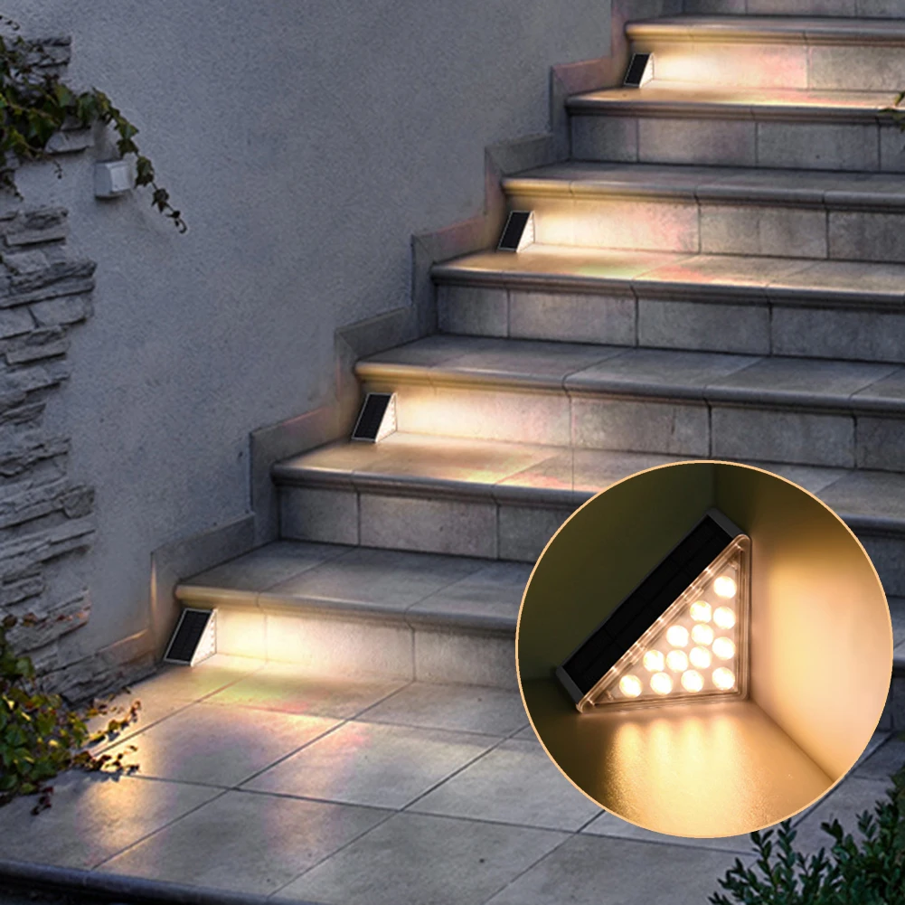 

2 Pack Led Stair Light Ip67 Waterproof Solar Step Light Anti-theft White/warm White/rgb Color for Outdoor Garden Courtyard Decor