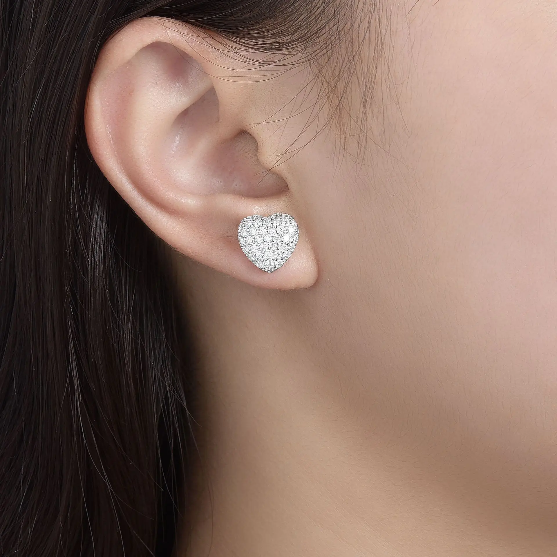 Женские серьги-подвески в виде сердца из серебра 925 пробы