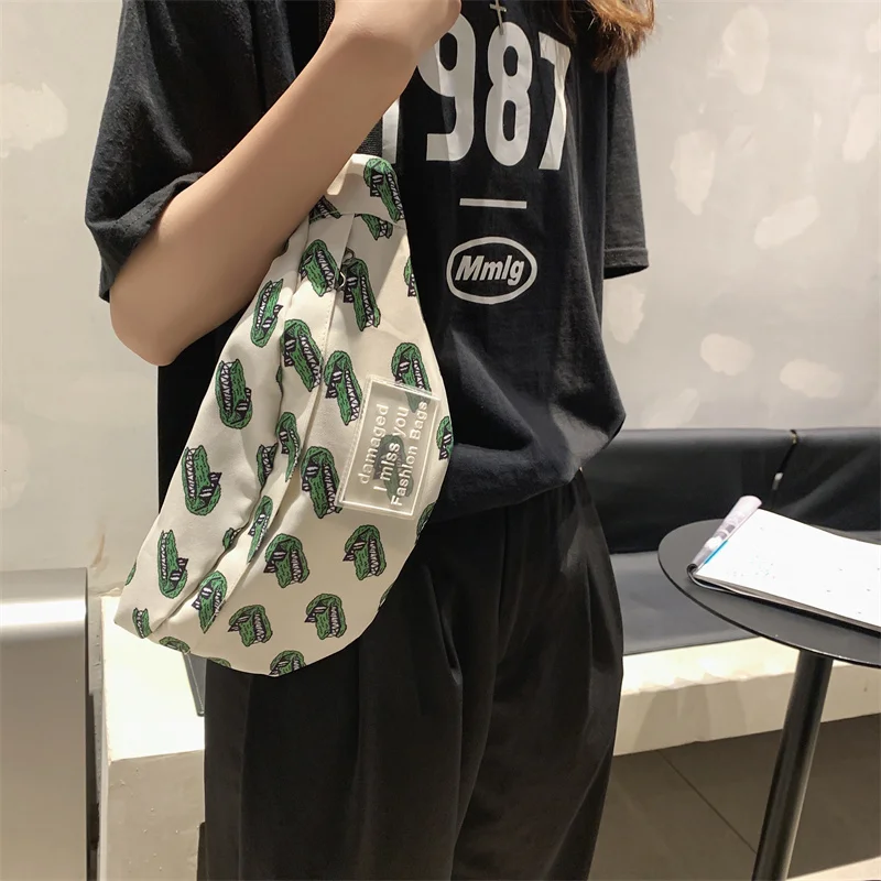 Модные холщовые нагрудные сумки с принтом трендовая брендовая дизайнерская