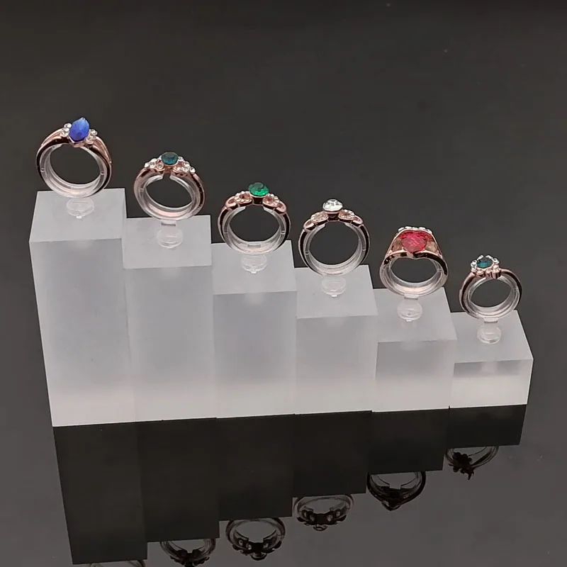 Fashion New Style Lot Of 6 Square Acrylic Frosted Ring Jewelry Display Stand Holder Rack Organizer Showcase Photography Props