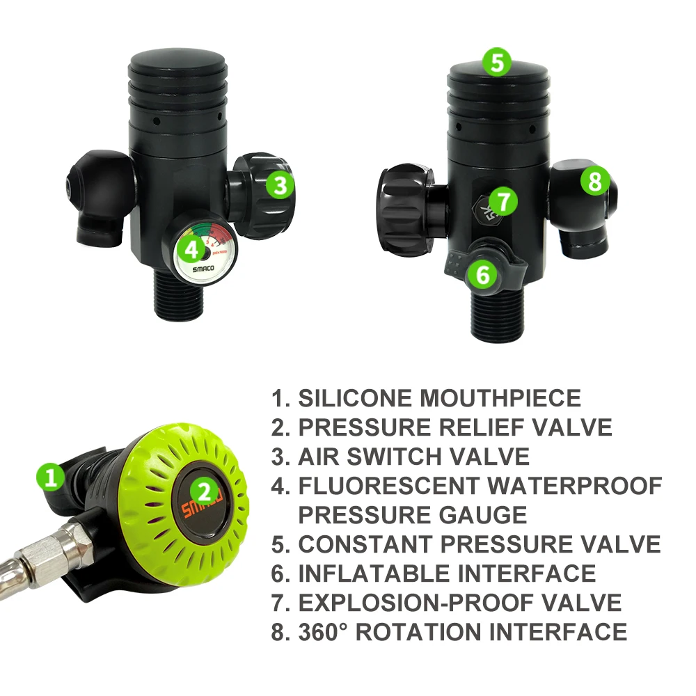 SMACO Mini Scuba Tank/Оборудование для дайвинга Воздушный баллон Кислородный Подводное