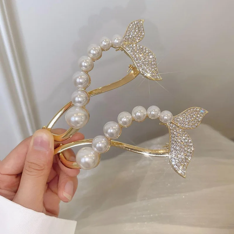 

2022 New Fashion Rhinestone Crystal Pearl Hairpin Hair Accessories for Women Korea Gold Color Hair Hold Lady Hair Pins And Clips