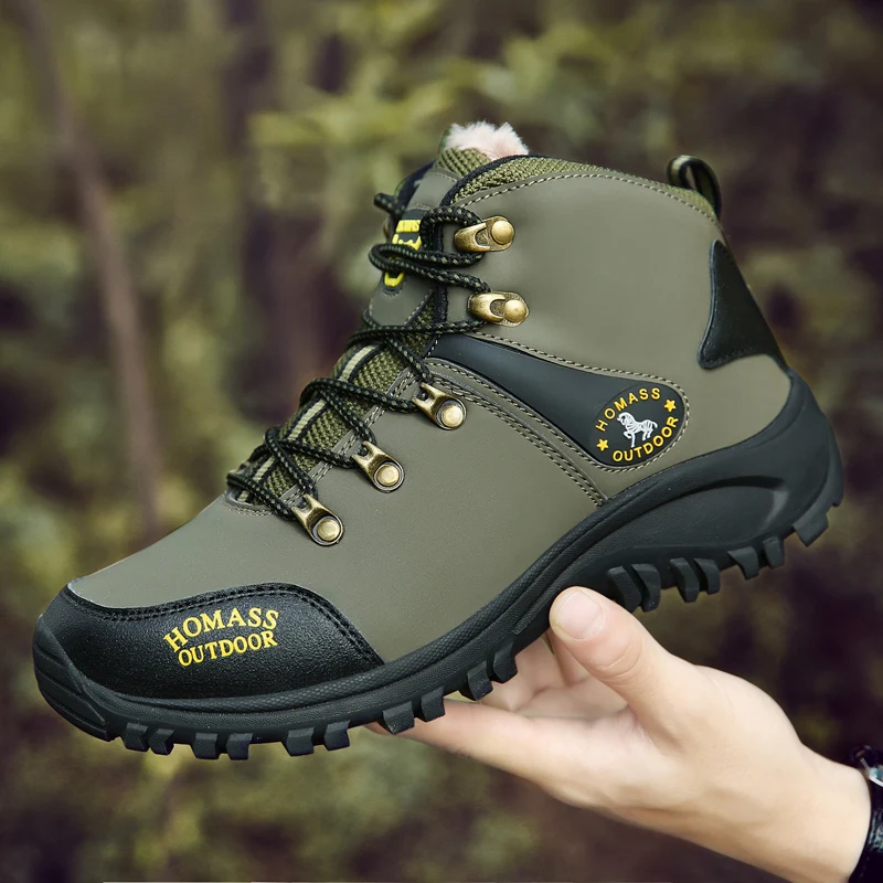 Army Green Men Waterproof Hiking Shoes Winter Tactical Military Boots Men Trekking Sneakers Outdoor Warm Camping Climbing Shoes