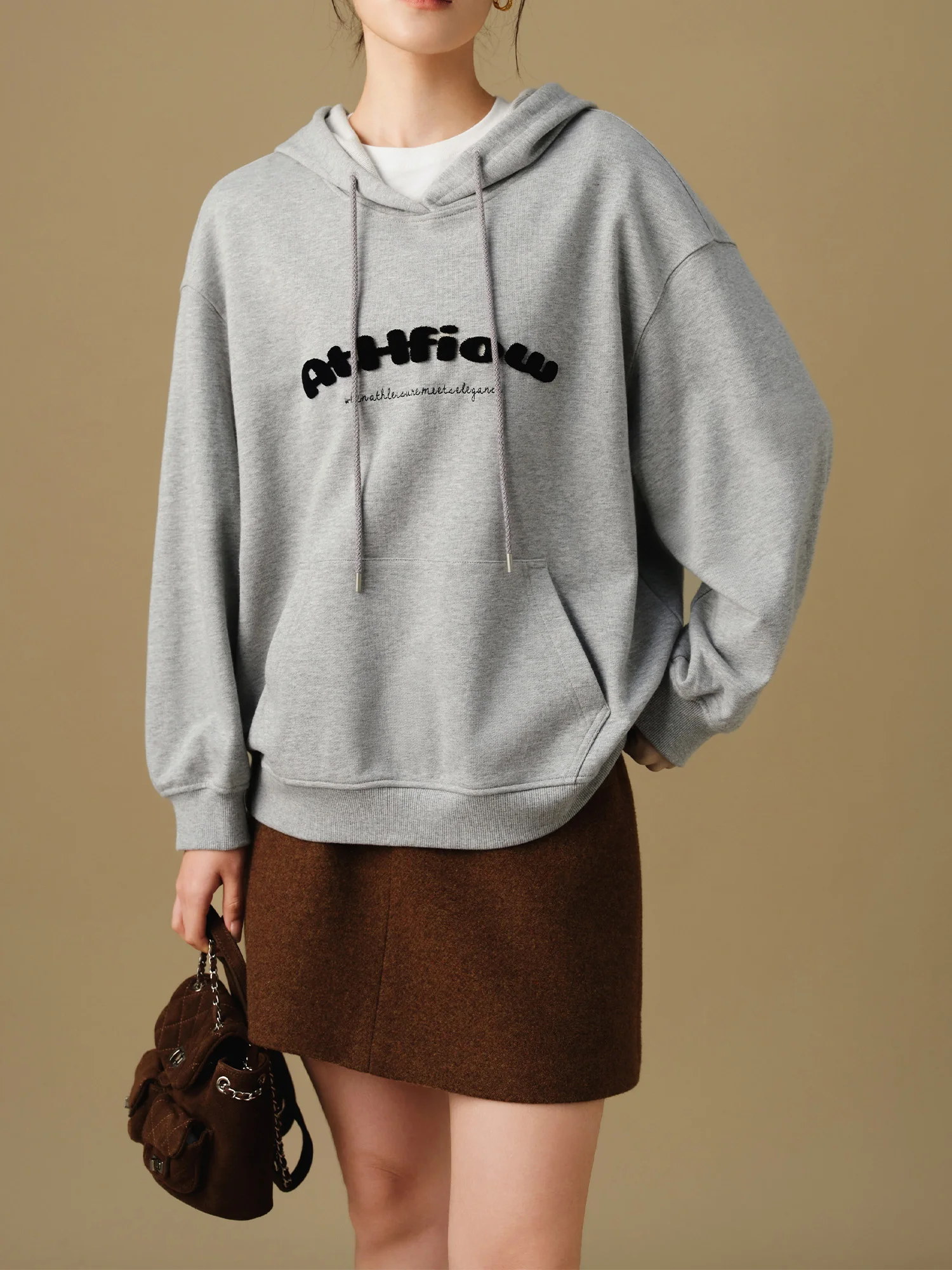 DUSHU【2 цвета】женские толстовки с буквенным принтом зимние утепленные хлопковые