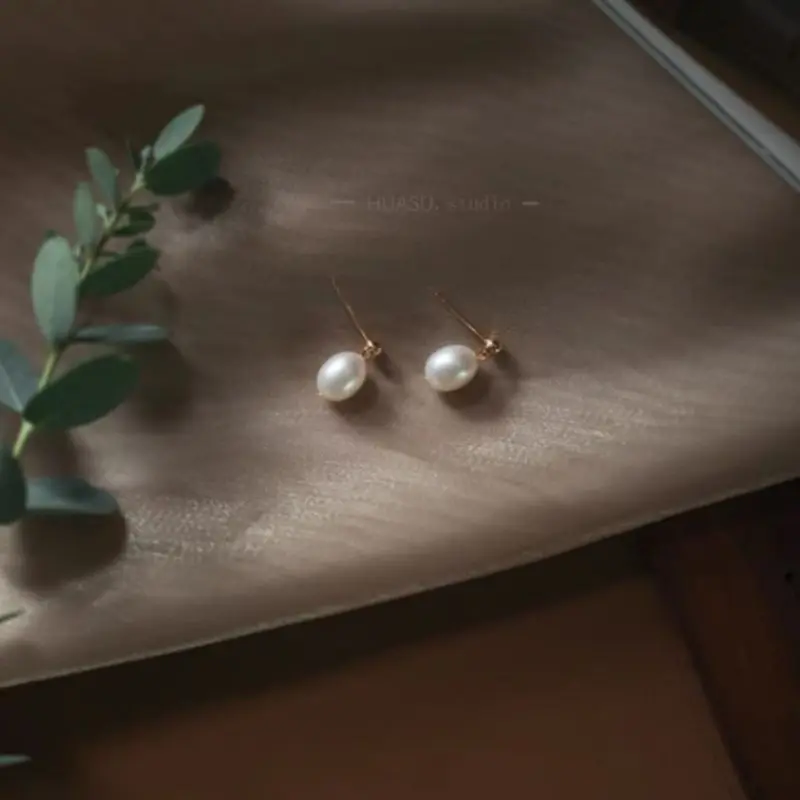 

Vintage Freshwater Pearls Stud Earrings Real S925 Water Drop Earrings Jewelry