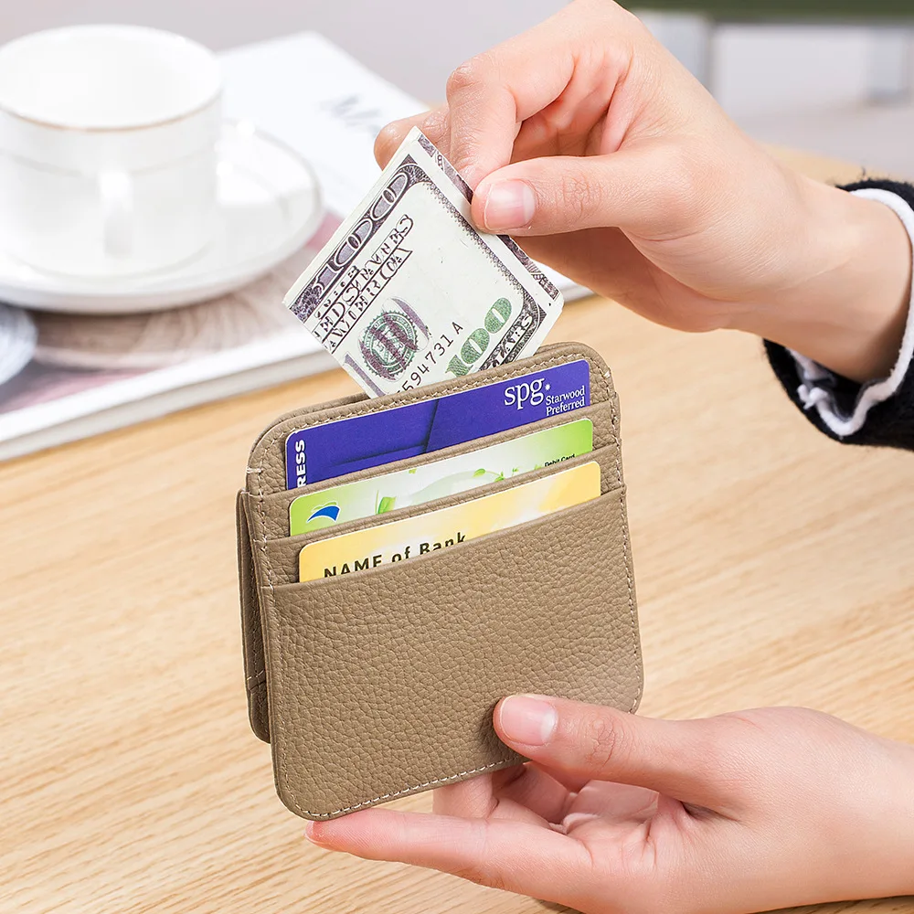 Складной кошелек из натуральной коровьей кожи практичный бумажник с кармашками