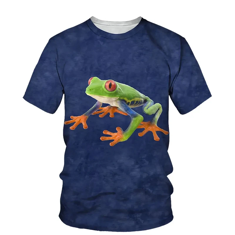 

Summer New 2023 Men's 3D Printing Funny Tree Frog Pattern T-shirt Casual Short Sleeve Round Neck Top T-shirt Clothing