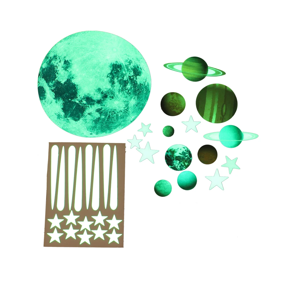 

2 Sheets Glowing Ceiling Decals Glowing Planets and Stars Glow in The Dark Wall Stickers Fluorescent Sticker