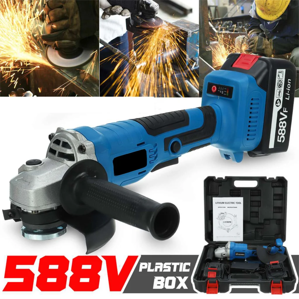 

Brushless 1580W 125/100mm 3 Speed Variable Speed Cordless Angle Grinder Electric Grinding Machine For Makita 18V Battery Blue