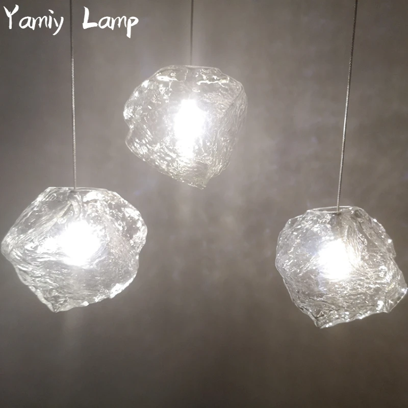 

Modern Pendant Lamp Nordic Ice Glass Simple Creative Led Hanging Lamp Suspension LuminaireTransparent Glass Restaurant