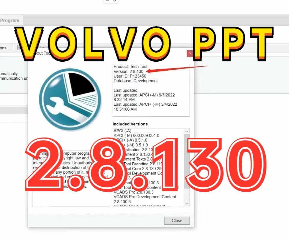 

Премиум технологический инструмент 2.8.121 (PTT VCADS) 2022 с PTT 2.8.92 история продукта для volvo