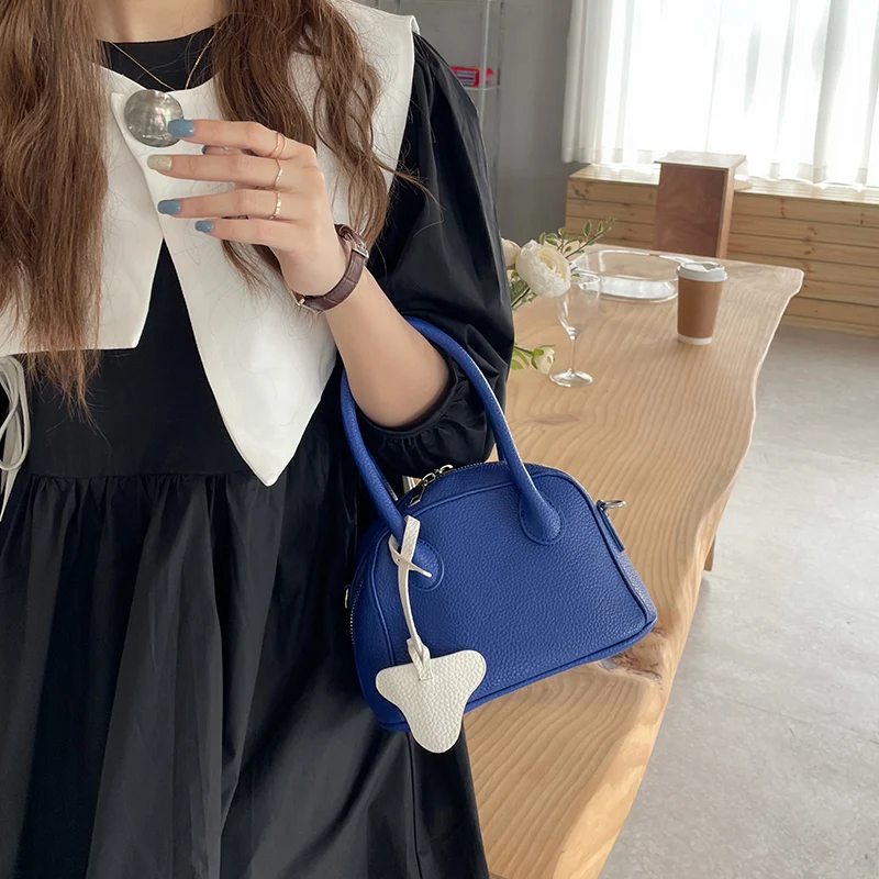 Elegant Lychee Pattern Women Top-handle Bags Solid Color PU Leather Female Shoulder Crossbody Bags Fashion Ladies Purse Handbags