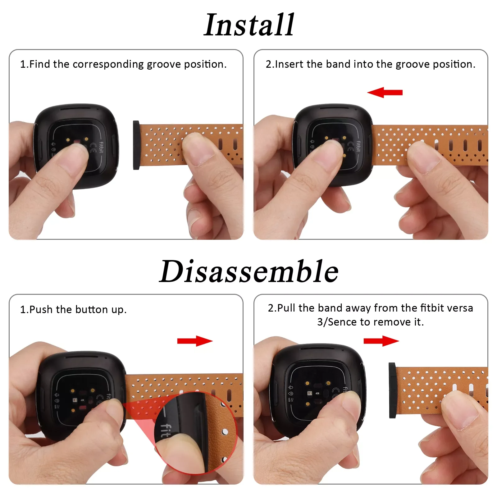 Breathable Leather Bracelet Strap For Fitbit Versa 3 Sense Band Leather Smart Watch Band For Fitbit Versa 3 Strap Replacement