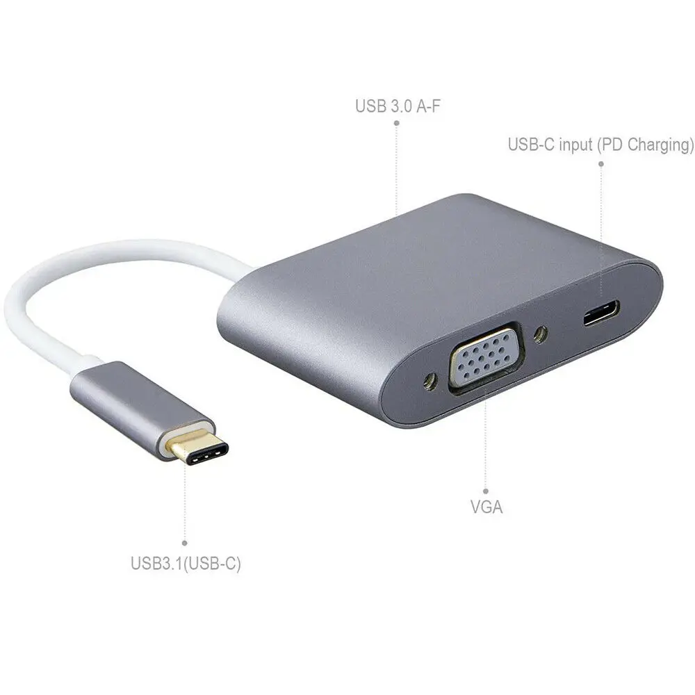 USB C к VGA HDMI 4K адаптер для док-станции 3 1 Тип PD многопортовый конвертер кабеля Apple