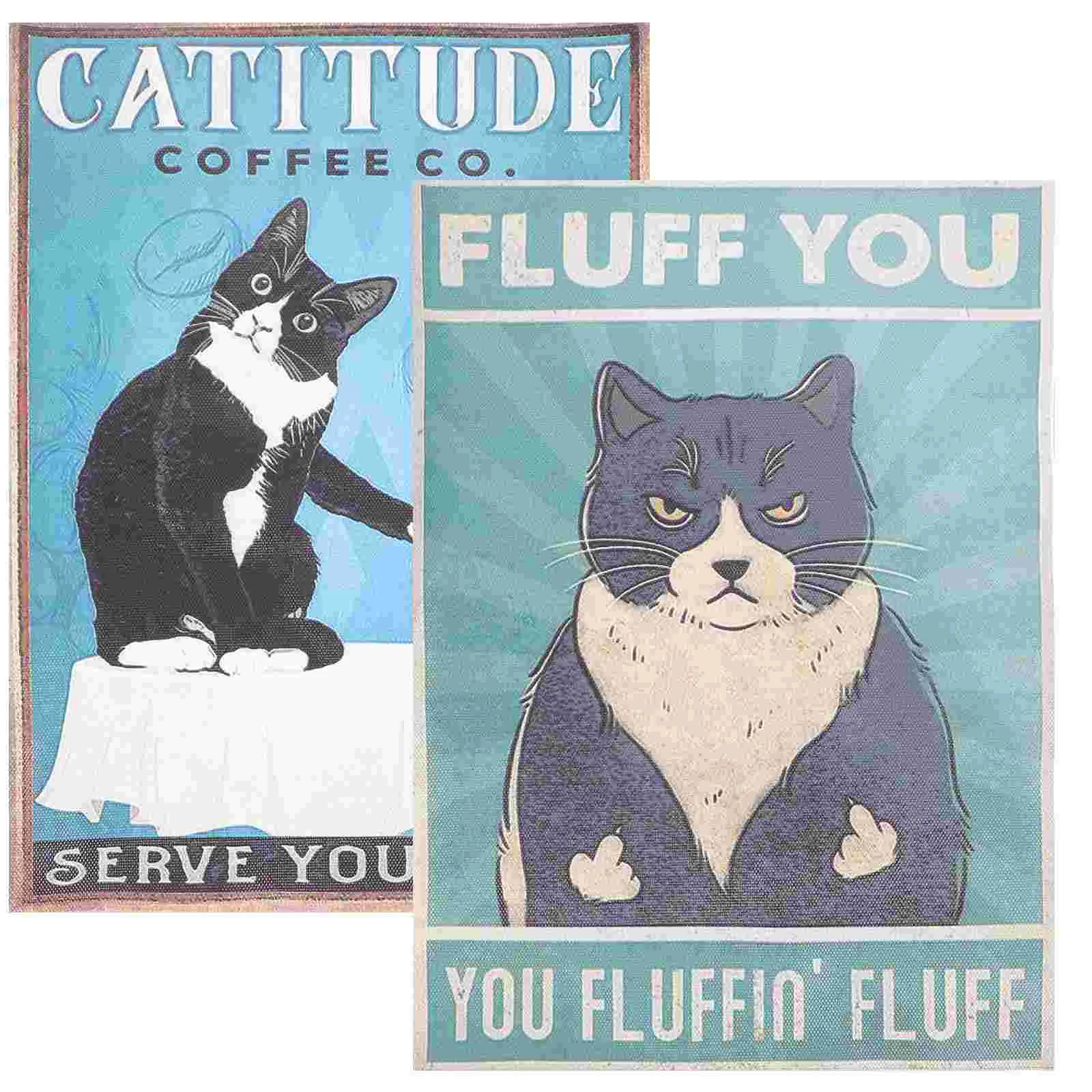 

2pcs Frameless Canvas Cat Painting Cat Decor Cat Cat Wall Funny Wall Cat Wall Decor