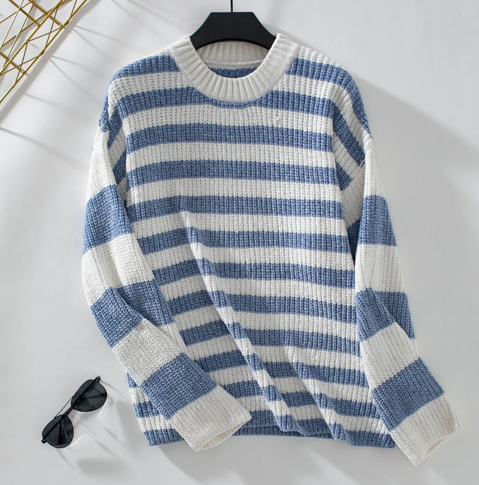 Повседневный Модный женский полосатый пуловер с блокировкой свитер для женщин