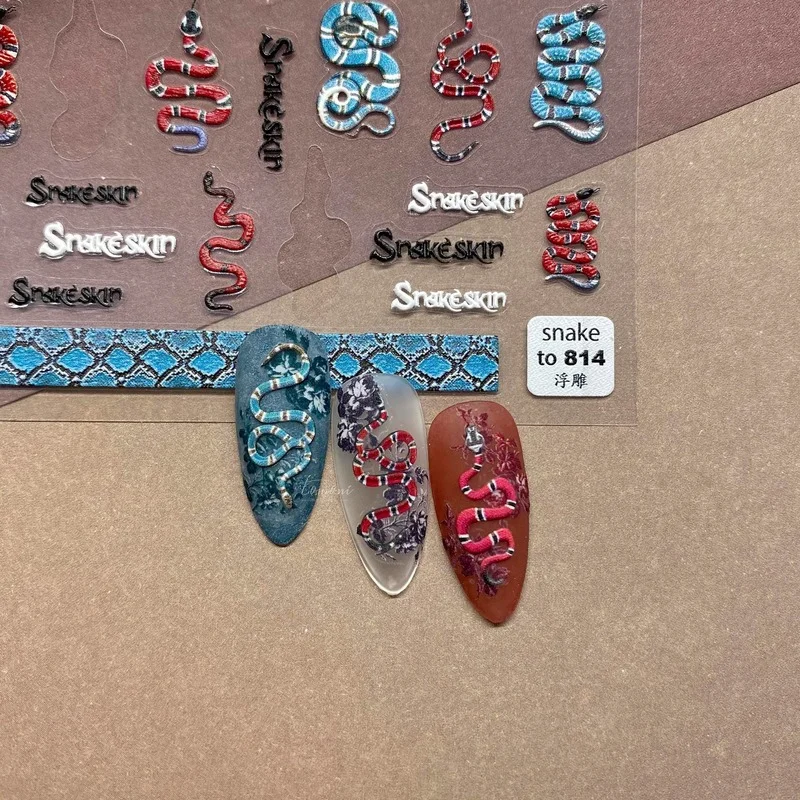 

Snake Design Nail Stickers 5D Engraved Decals Decorations DIY Nail Accesoires Art Korean Stickers Accessories Things For Nails