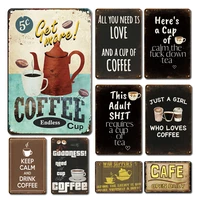 rustic coffee metal poster tin sign vintage coffee bar wall decor plates retro cafe kitchen living room decoration plaques