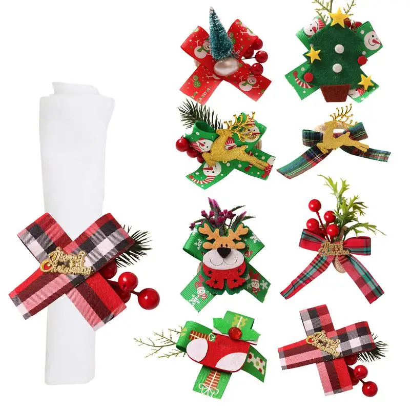 

Christmas Napkin Rings Decorative Cloth Christmas Napkin Ring 8pcs Napkin Holder Rings For Holiday Party Dinner Wedding Banquet