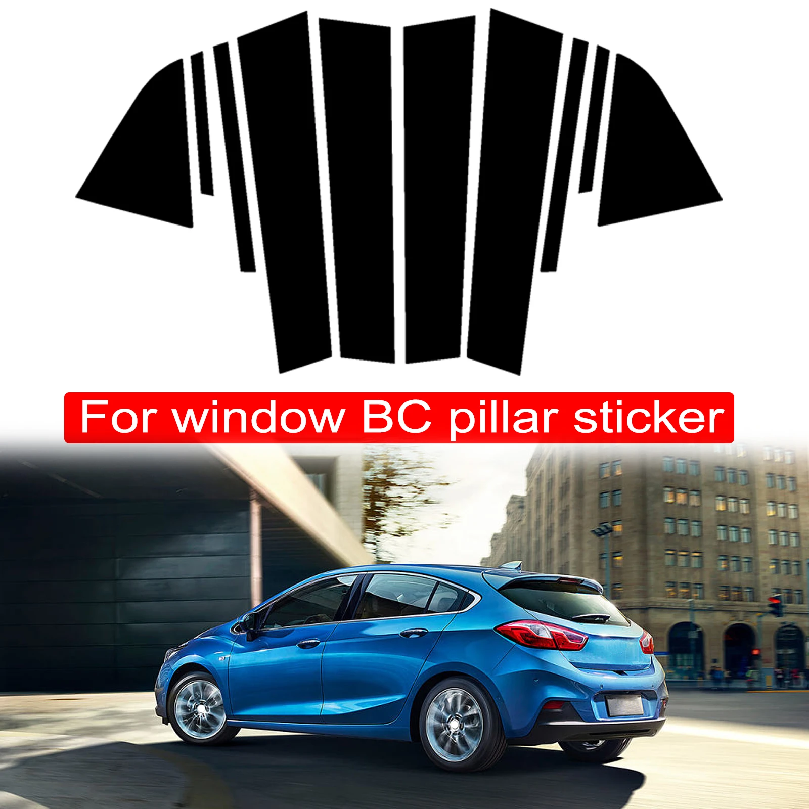 

10PCS Polished Pillar Posts Fit For Chevrolet Cruze 2009-2015 Window Trim Cover BC Column Accessories Sticker Gloss Black